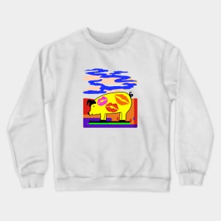 Lipstick on Cute Pig Crewneck Sweatshirt